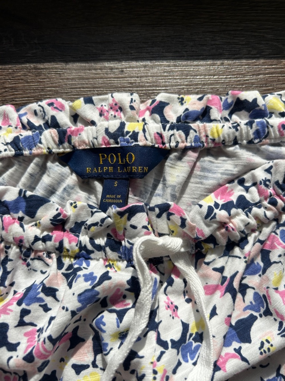 Ralph Lauren Women’s Floral Drawstring  Pants - Pink, Navy & White, soft - Picture 4 of 5